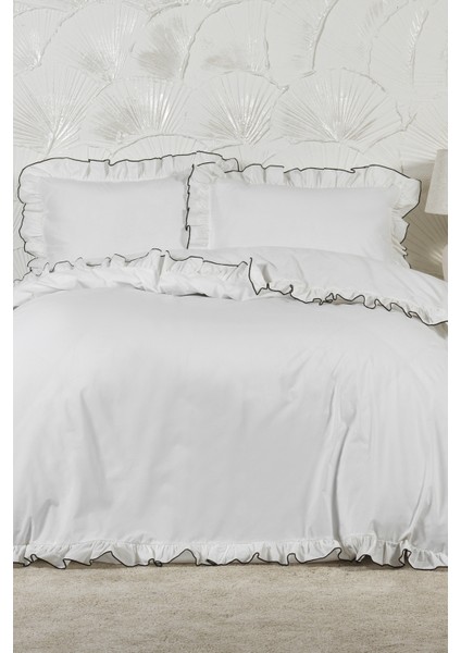 Tılsım Nevresim Seti Pamuklu Fırfırlı (200X220 Cm) Krem