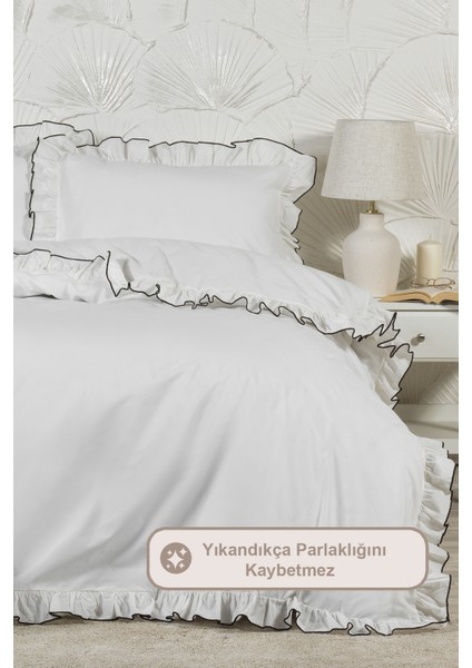 Tılsım Nevresim Seti Pamuklu Fırfırlı (200X220 Cm) Krem modelleri