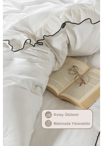 Tılsım Nevresim Seti Pamuklu Fırfırlı (200X220 Cm) Krem fırsatları