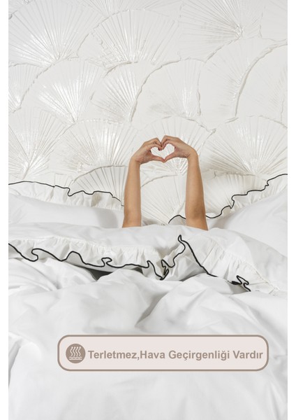 Tılsım Nevresim Seti Pamuklu Fırfırlı (200X220 Cm) Krem indirimleri