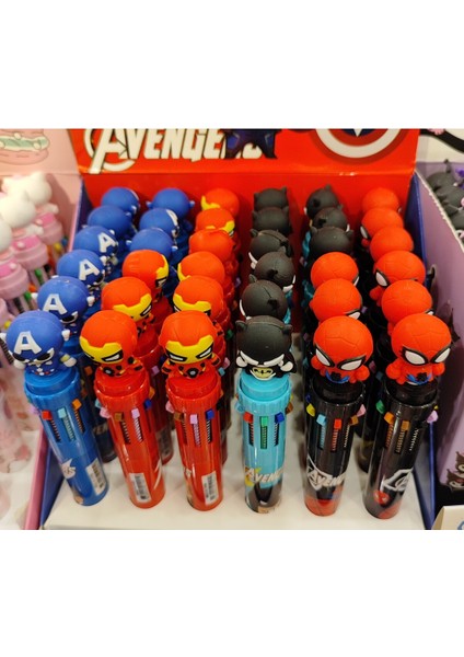Süper Kahramanlar Figürlü 10 Renk Yazabilen Tükenmez Kalem ( 1 Adet ) fiyatları