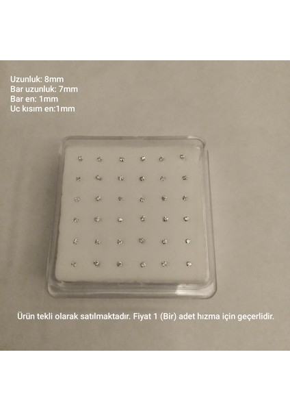 925 Ayar Gümüş Zirkon Taşlı Top Model Gümüş 1 Adet Hızma (1mm)