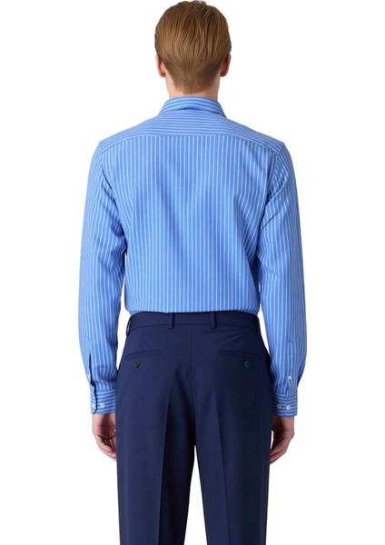 Erkek Çizgili Dokuma Kumaş Uzun Kollu Gömlek Modern Kesim Yumuşak Dokusuyla Iş ve Sosyal Ortamlar indirimleri