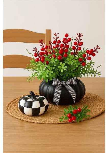 Kokina Çiçekli Masa Üstü Dekor 3lü Set – Jüt Supla Üzerinde El Yapımı Obje Detaylı Şık Aranjman