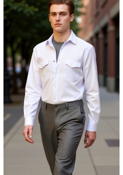 Erkek Regular Kesim Dokulu Gömlek Günlük Stilinizi Tamamlayan Konforlu Bir Parça Dayanıklı indirimleri
