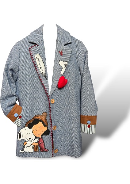 Blazer Tasarım Kaşe Snoopy Ceket