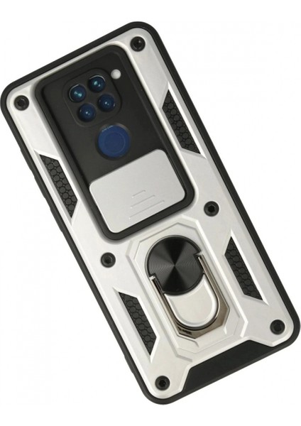 Xiaomi Redmi Note 9 Kılıf Pars Lens Yüzüklü Silikon - Gümüş (K95) fiyatları