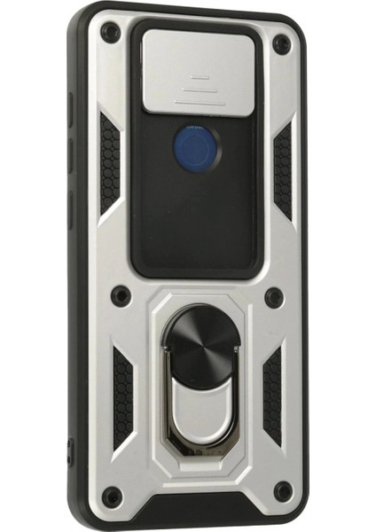 Xiaomi Redmi Note 9 Kılıf Pars Lens Yüzüklü Silikon - Gümüş (K95) modelleri