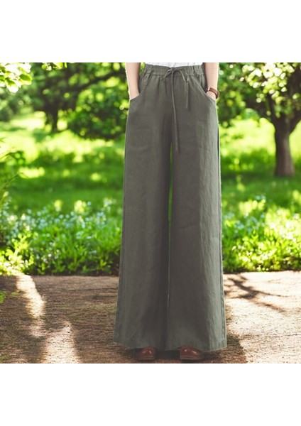 Yazlık Beli Lastikli Tarz Keten Pantolon modelleri