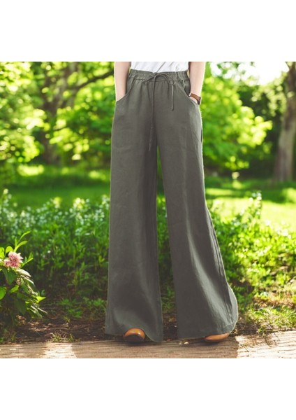 Yazlık Beli Lastikli Tarz Keten Pantolon fırsatları