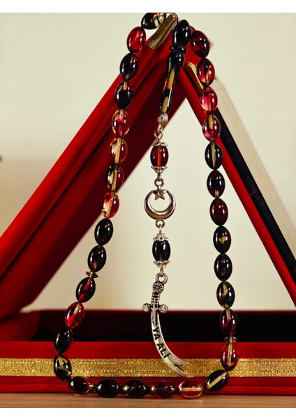 Ateş Kehribar Tesbih Sistem Püsgüllü Orjinal Ürün