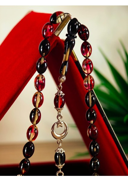 Ateş Kehribar Tesbih Sistem Püsgüllü Orjinal Ürün