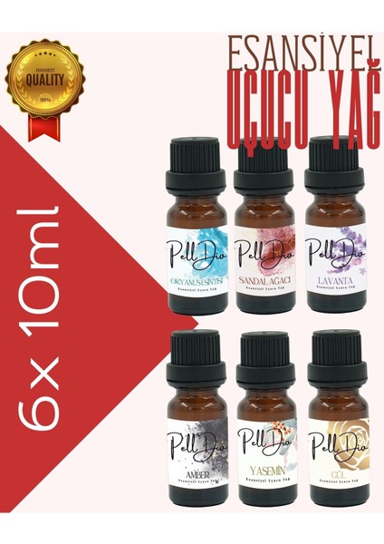 6'lı Esansiyel Uçucu Yağ, Buhurdanlık Yağı, Difüzör Esansı, Oda Kokusu 10ML-2