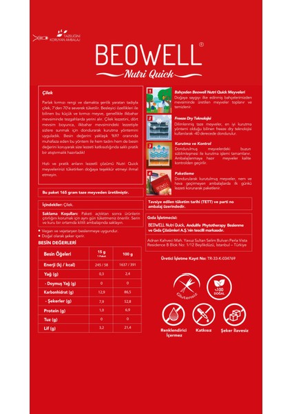 Nutri Quick – Freeze Dried Dondurularak Kurutulmuş Çilek fırsatları