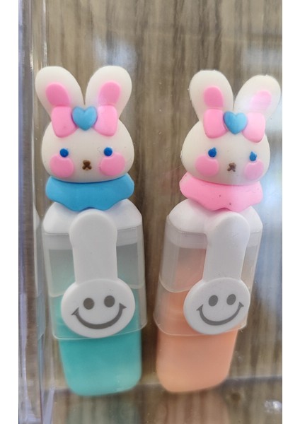 Renkli Tavşan Model Mini Fosforlu Kalem (2 Adet)