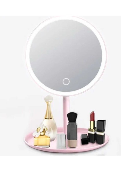 Beyaz Dokunmatik LED Işıklı USB Li Yuvarlak Masa Üstü Makyaj Aynası modelleri