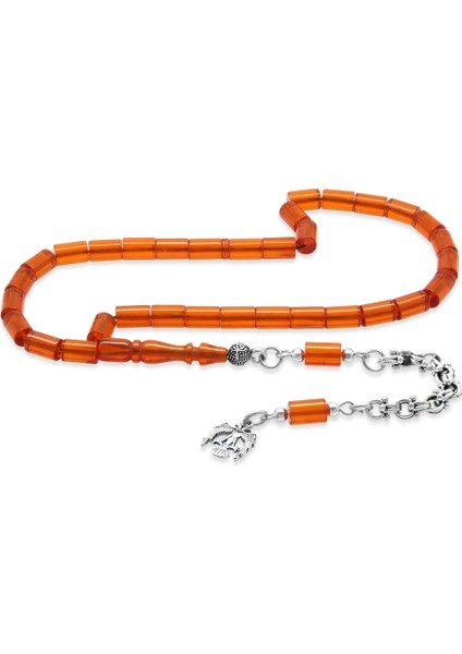 Kararmaz Metal Arnavut Püsküllü Kesme Kesim Turuncu Mini Boy Ateş Kehribar Tesbih