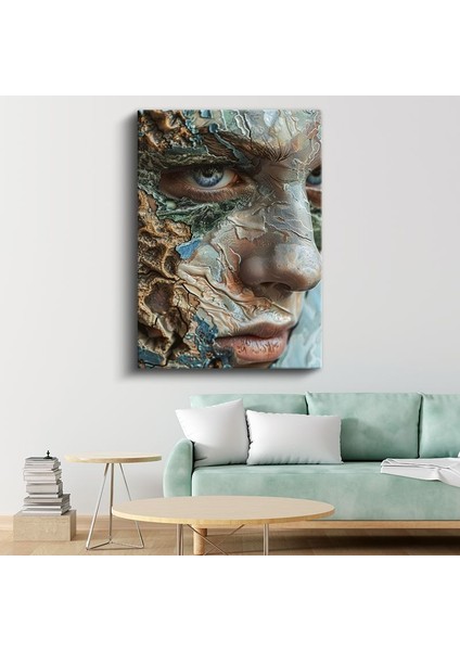 Doğanın Yüzü - Elementlerle Bütünleşen Insan Kanvas Tablo