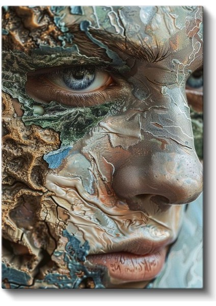 Doğanın Yüzü - Elementlerle Bütünleşen Insan Kanvas Tablo fiyatları