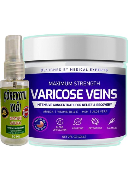 Varicose Veins Purple Varislerinize Bakım Kremi 100 ml + Çörek Otu Yağı Teskin Yağı 30 ml