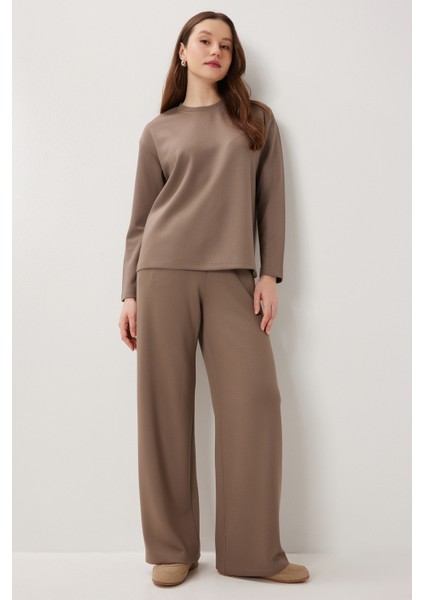 Basic Yumuşak Modal Alt-Üst Takım LXA0009 Vizon