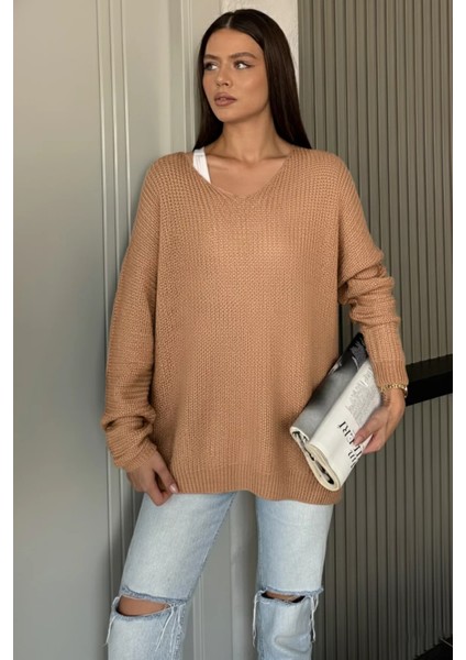 V Yaka Salaş Triko Bluz (S,m,l,xl Uyumludur) P-00018225