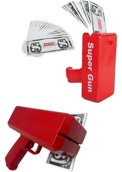 Para Saçma Tabancası Kırmızı Para Fırlatma Oyuncağı Parti Eğlencesi