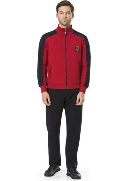 Erkek Fermuarlı Dik Yaka Cepli Armalı Eşofman Takımı TH.CLVR.70.P.45C