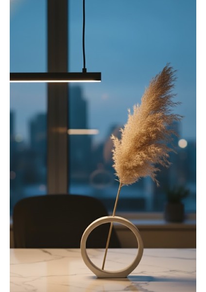 Modern Halka Tasarım Beyaz Vazo-Dekoratif Masa Üstü Obje Minimalist Halka Vazo-Ev ve Ofis DEKOR-16CM