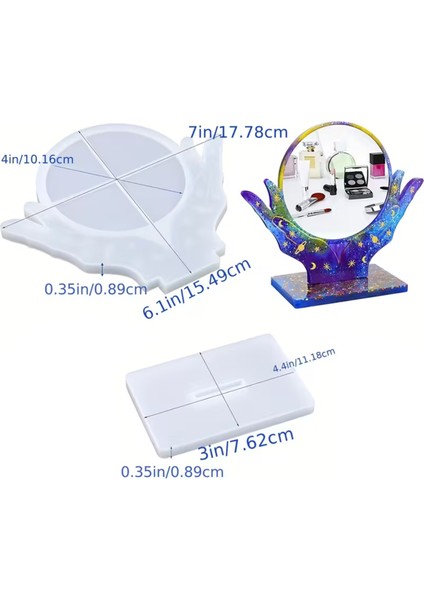Epoksi Desenli Ayaklı Ayna Kalıbı - Dekoratif Masaüstü Ayna Için Silikon Kalıp fiyatları