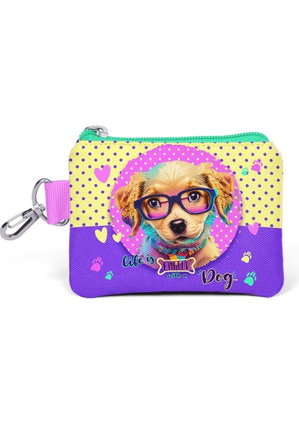 Kids Sarı Pembe Sevimli Köpek Desenli Para Çantası 21881