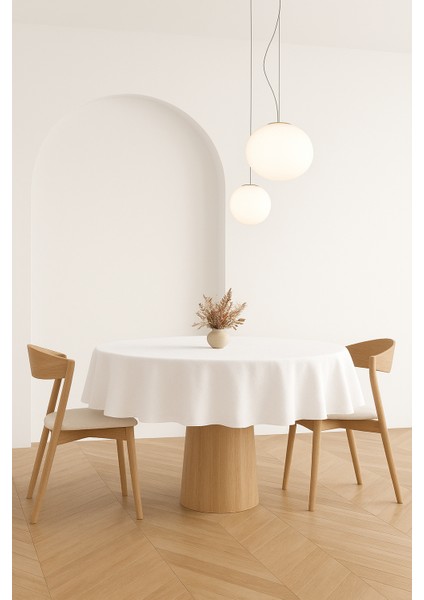 Buldan Pamuklu Keten Yuvarlak Masa Örtüsü