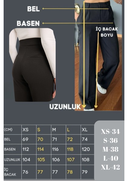 Palazzo Kadın Pantolon Yüksek Bel Cırt Kapama Orjinal Kalıp