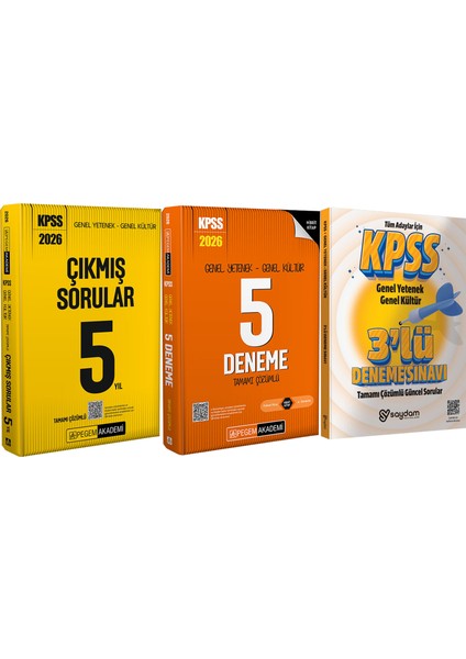 2026 Kpss Gygk Tamamı Çözümlü 5 Deneme-Tamamı Çözümlü Çıkmış Sorular 5 Yıl-3 Deneme Hediye