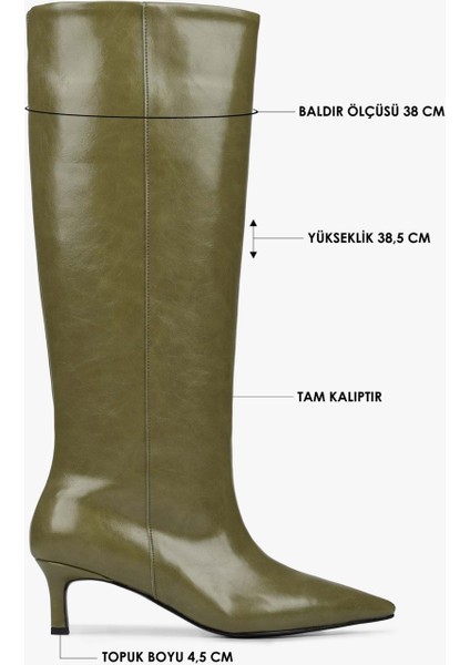 Kadın Blaze Yağ Yeşili Cilt Kısa Sivri Topuklu Çizme fiyatları