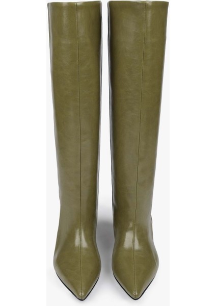 Kadın Blaze Yağ Yeşili Cilt Kısa Sivri Topuklu Çizme modelleri