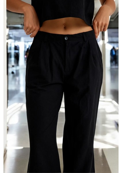 Yazlık Alt Üst Kolsuz Keten Takım