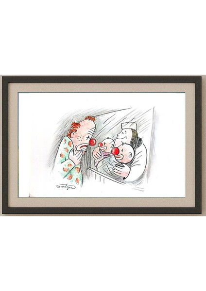 Wolfgang Schlegel 29X21CM Orijinal Karikatür Tablo