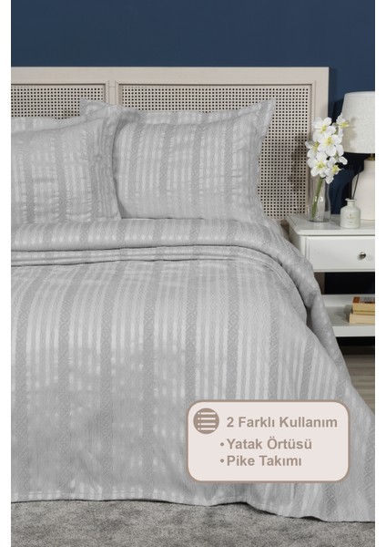 Pera Yatak Örtüsü Seti Çift Kişilik (240X250 Cm) Gri fiyatları
