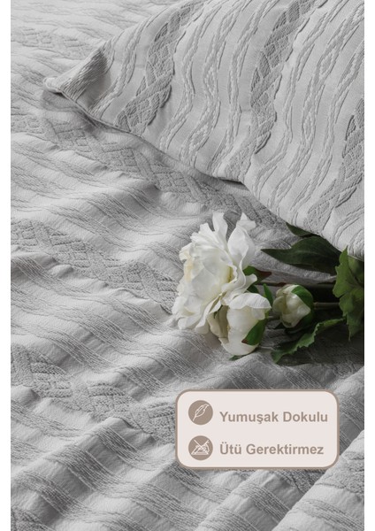 Pera Yatak Örtüsü Seti Çift Kişilik (240X250 Cm) Gri modelleri