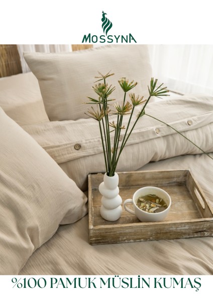 %100 Pamuk Müslin Çift Kişilik Nevresim Takımı - Boncuk Silikon Yastık Hediyeli (2 Adet) fiyatları