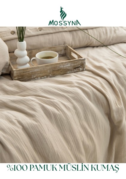 %100 Pamuk Müslin Çift Kişilik Nevresim Takımı - Boncuk Silikon Yastık Hediyeli (2 Adet) modelleri