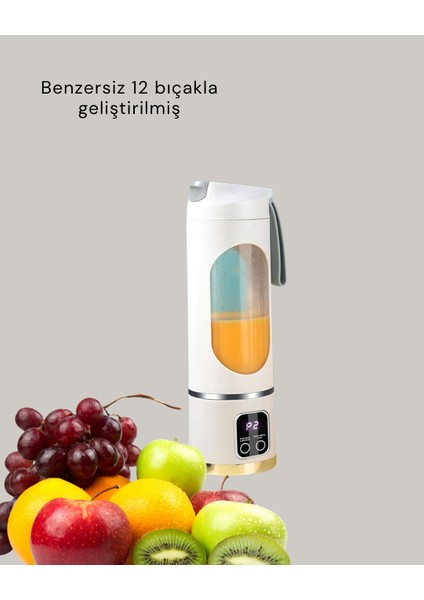 12 Bıçaklı Şarjlı Meyve Sıkacağı – Tip-C Taşınabilir Blender 450 ml - F465K986-U72465 fırsatları