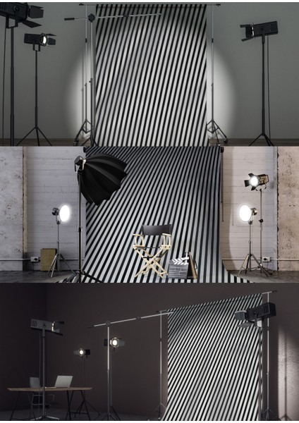 Çizgi Akışı Vinil Backdrop – Minimal Siyah Beyaz Fotoğraf Arka Planı (80×120 Cm)