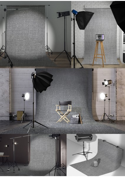 Dokulu Gri Vinil Backdrop – Profesyonel Fotoğraf ve Video Çekim Arka Planı (80×120 Cm)