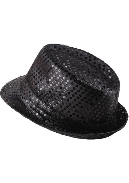 Çocuk Boy Siyah Payetli Şapka Gösteri Şapkası Michael Jackson Şapkası 54 No