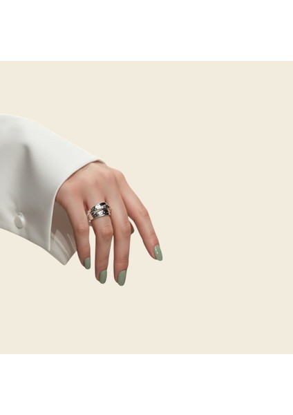 Şık ve Ayarlanabilir 2'li Gümüş Kaplama Yüzük Takımı - Minimalist Tasarım( s beden) fiyatları