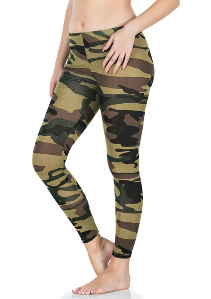 Derya Kurşun Kamuflaj Desenli Uzun Kadın Tayt 443 fırsatları