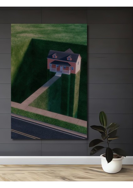 Pastel Boya Görünümlü Evin Gölgesi Ahşap Dekoratif Tablo Dikdörtgen Tablo
