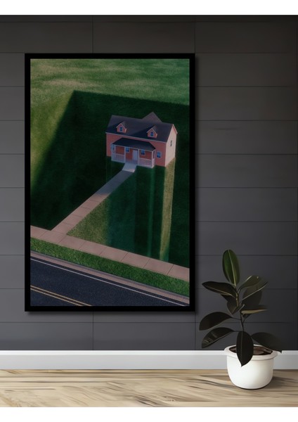 Pastel Boya Görünümlü Evin Gölgesi Ahşap Dekoratif Tablo Dikdörtgen Tablo fiyatları